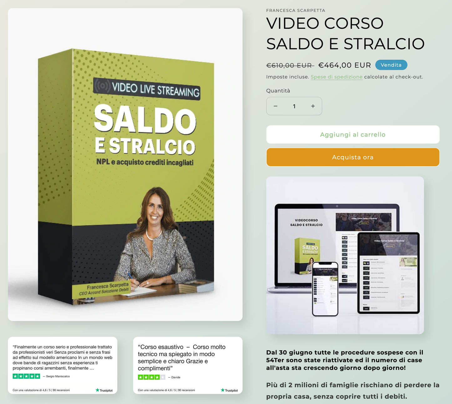 VIDEO CORSO SALDO E STRALCIO + 2 ORE DI COACHING