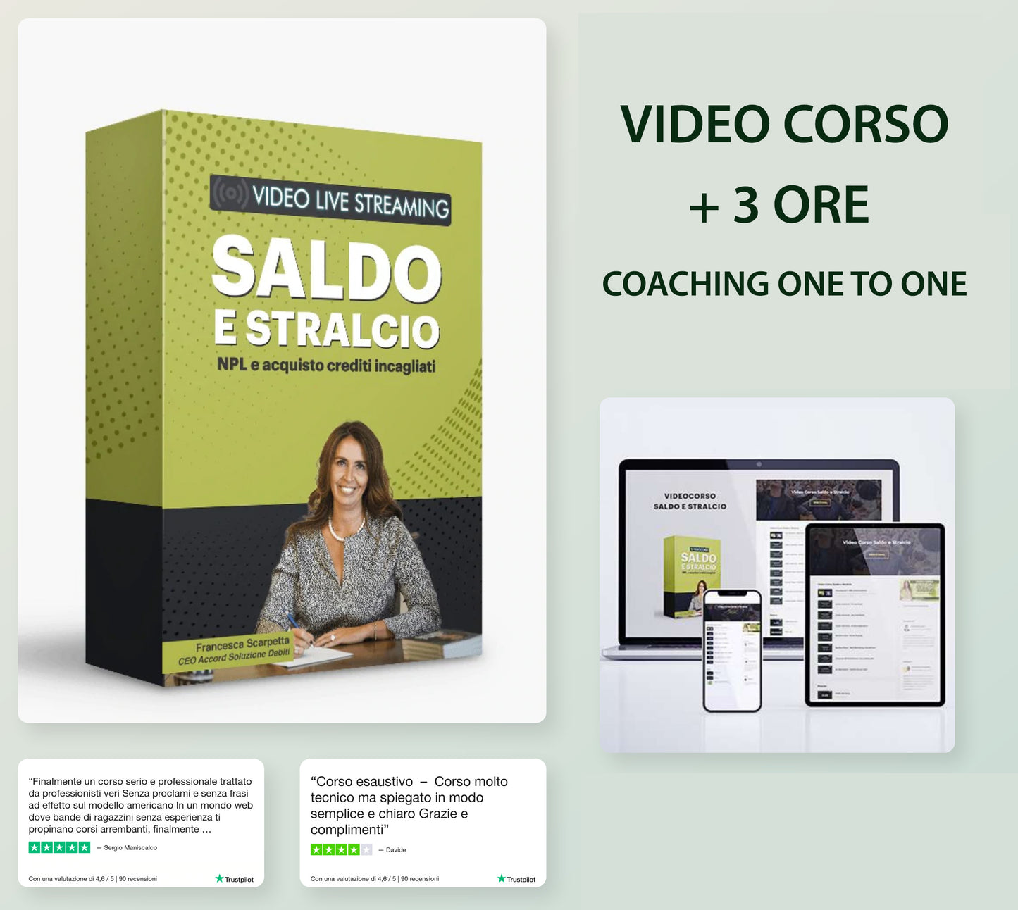 CORSO SALDO E STRALCIO + 3 ORE DI COACHING PRIVATE ONE TO ONE